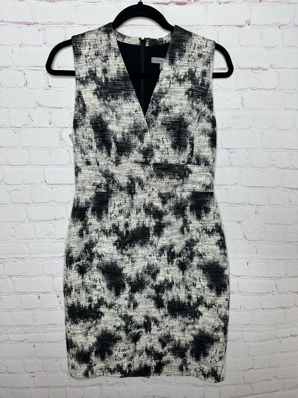 Classiques Entier Black White Sleeveless Pencil Dress Women's 4 Office Cocktail